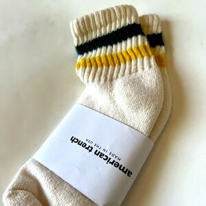 AMERICAN TRENCH RETRO QUARTER CREW SOCKS FOREST GREEN/AMBER OS UNISEX NWT